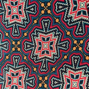 LulaRoe Leggings Tall Curvy TC Medallion Teal Burgundy Gold Excellent!